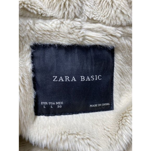 Green Zara Leather and Khaki Winter/Fall Coat Parka L -As is front zipper broken - Picture 10 of 16